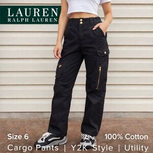 Lauren Ralph Lauren Women’s Cargo Pants Black Size 6 Cotton Straight Leg